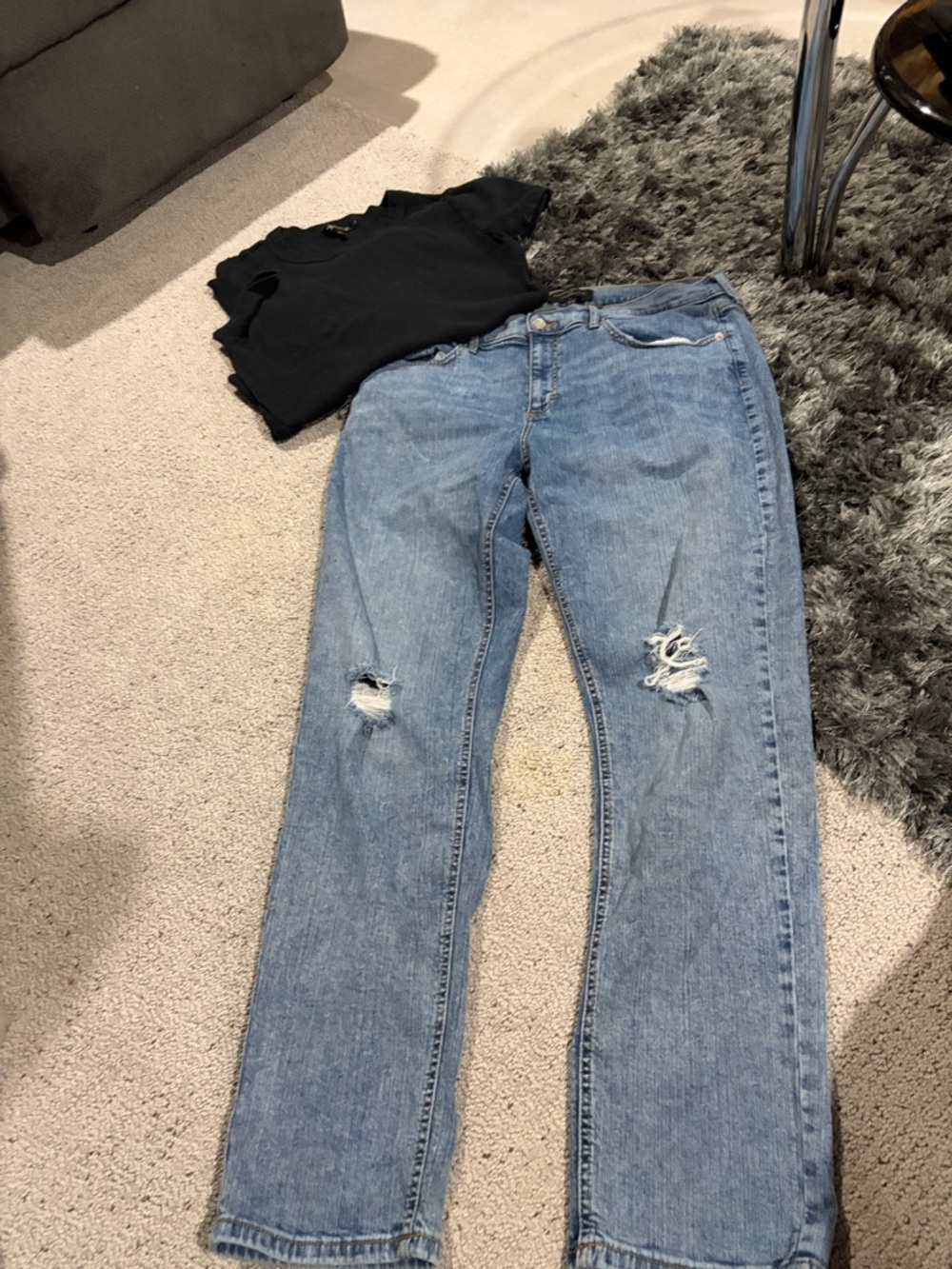 Banana Republic Distressed Girlfriend Jeans and Paired Top Duo